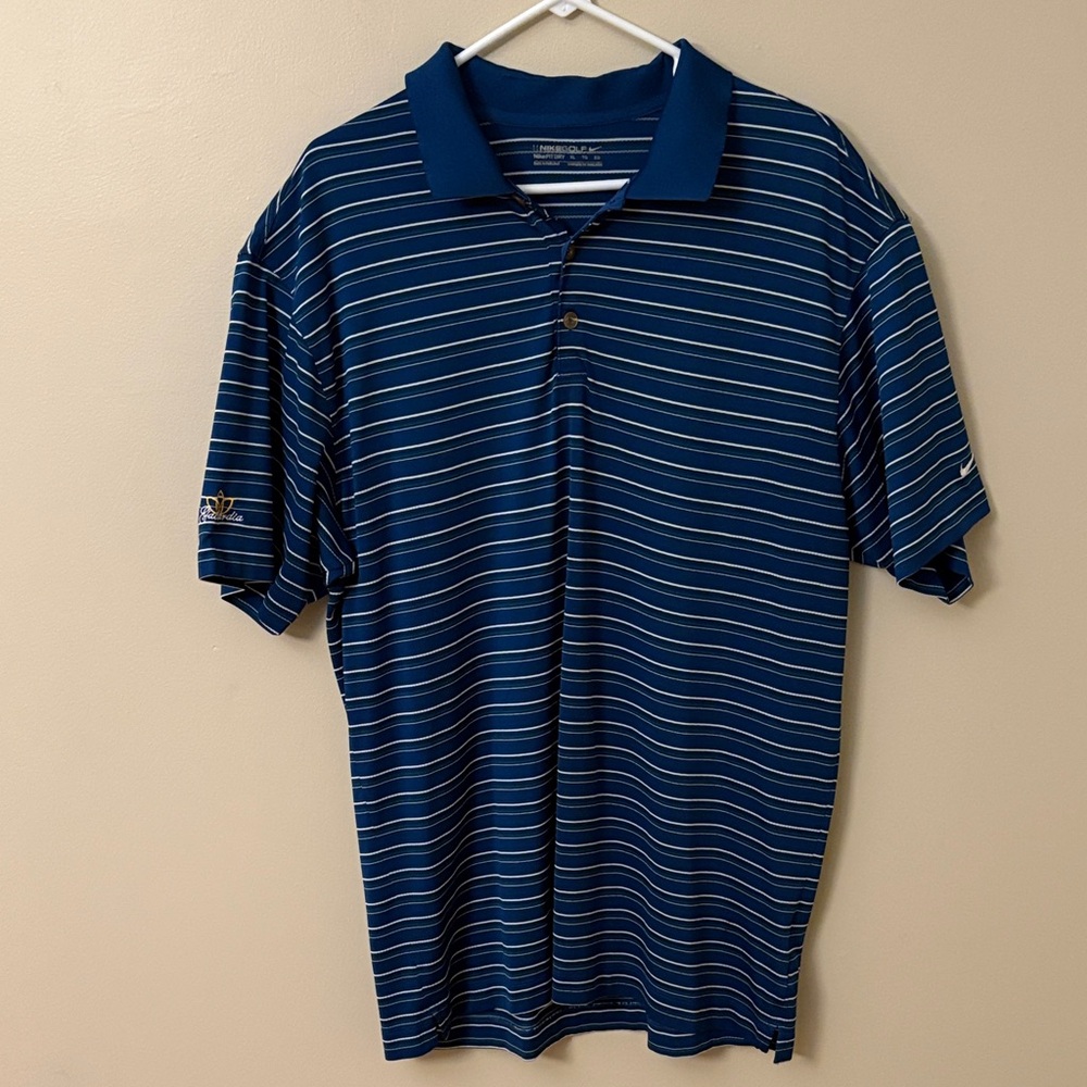 Nike Golf Navy and White Striped Polo Shirt